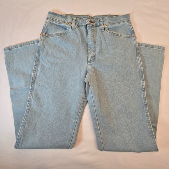 WRANGLER Men's Cowboy Cut Active Flex Slim Fit Jean Sz: 30 x 32 Bleach Blue - Picture 2 of 10